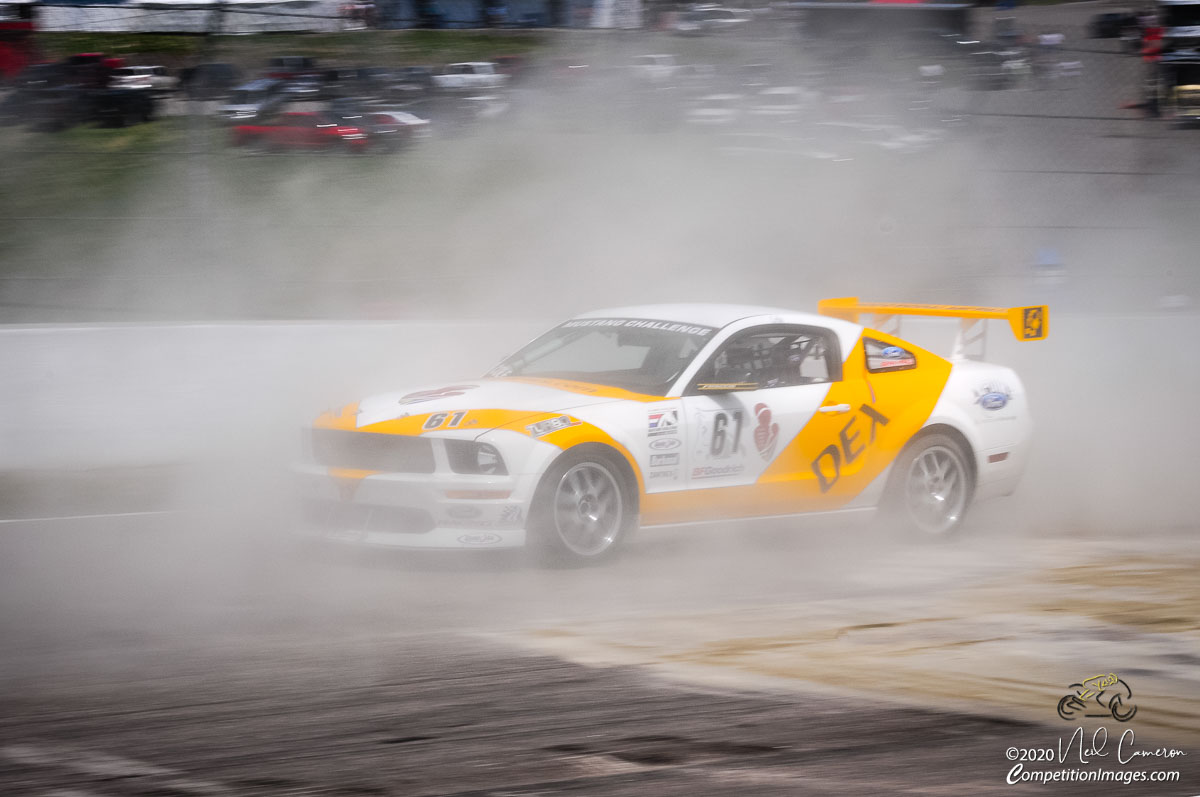 Through the crash debris, Mustang Challenge, Mosport, 2008