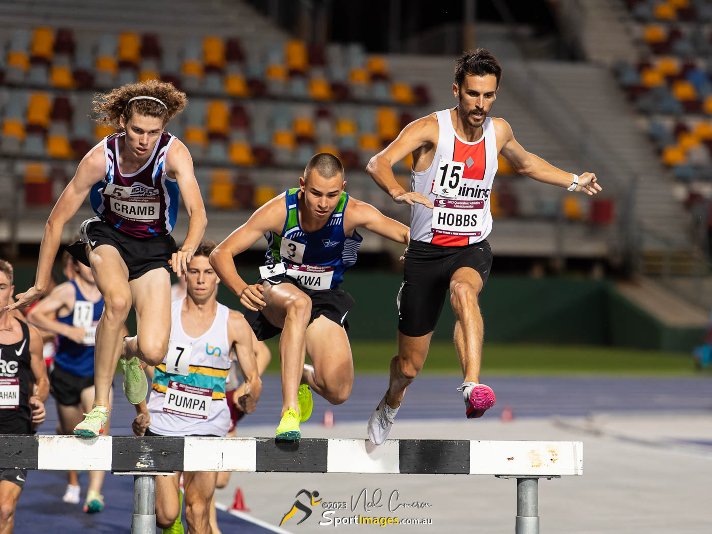Aidan Hobbs, Harvey Cramb & Alex Kwa, Men Open & Under 20 3000m Steeplechase