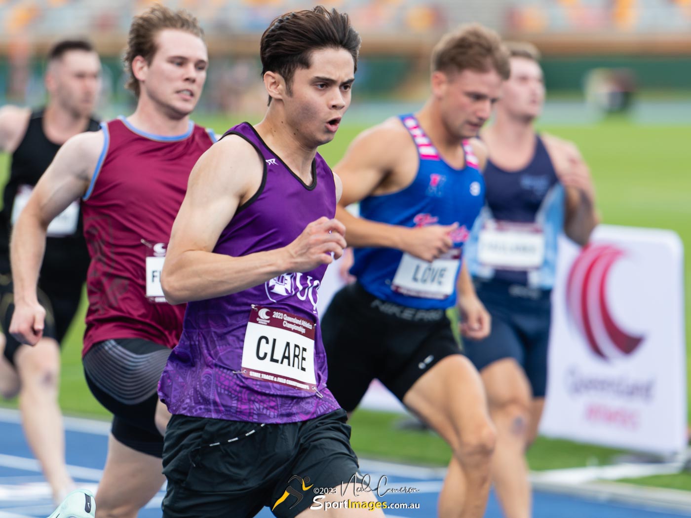Andrew Clare, Jonty Flotmann, Joshua Love, Men 100 Metre Open, Heat 2 Semi-Finals